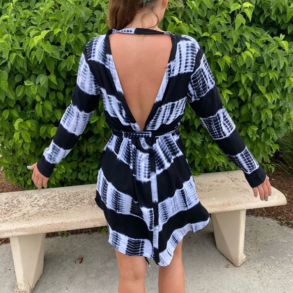 Line & Dot Tie Dye Wrap Dress - Picture 4 of 6